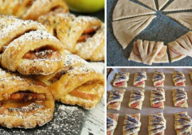 Koperty z jabłkami. Pyszny i miękki deser z ciasta twarogowego