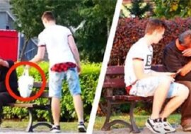 Podłożył bezdomnemu worek z jedzeniem i 100 złotych. Jego reakcja była najlepszą zapłatą