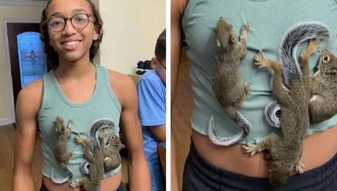 Dziewczyna została przybraną matką dla wiewiórek, które uratowała podczas huraganu