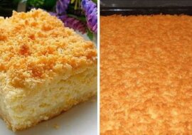 Ciasto ucierane z warstwą białego sera. Bardzo smaczny wypiek