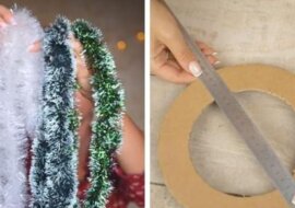 Piękna ozdoba sylwestrowa z kartonu i łańcucha choinkowego