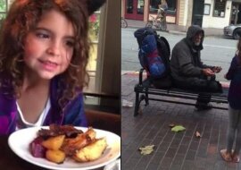 Mała dziewczynka podzieliła się jedzeniem z bezdomnym i ten miły gest zmienił jego życie