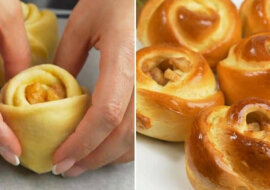 Słodkie drożdzówki jabłkowe. Piękne, smaczne i aromatyczne