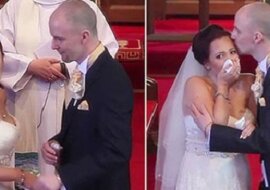 Pan młody przerywa ślub i prosi swoją wybrankę, aby się odwróciła. Ta nagle zaczyna płakać