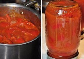 Papryka słodka w zalewie pomidorowej. Słóik zjada się na raz