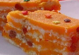 Dynia zapiekana z rodzynkami i twarogiem. Pycha