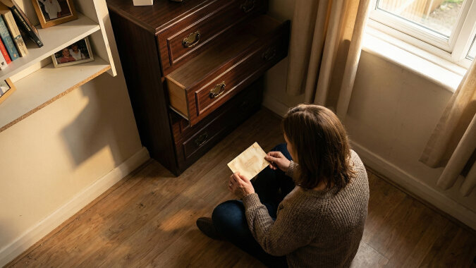 Sąsiadka sprzedawała meble po zmarłym mężu. Kupiłam od niej starą komodę za dwieście złotych. Kiedy w domu otworzyłam górną szufladę, pod podszewką leżała koperta zaadresowana od kobiety, która mieszka piętro niżej