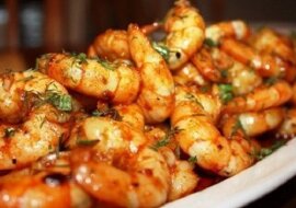 Pieczone krewetki w sosie czosnkowym. Pycha