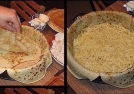 Ciasto naleśnikowe z pieczarkami i kurczakiem