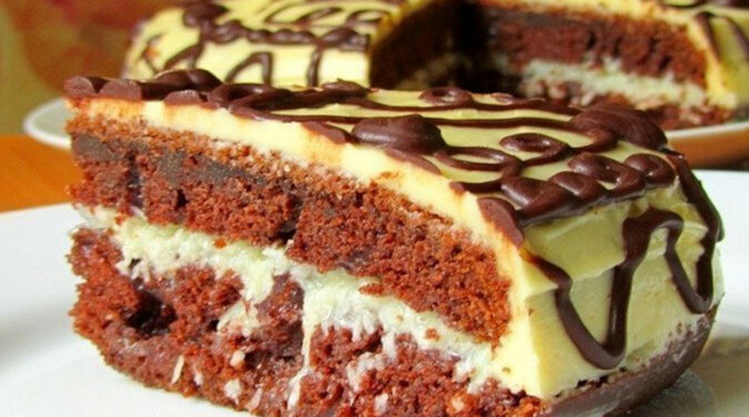 Ciasto czekoladowe z pysznym kremem. Bardzo szybkie i łatwe w przygotowaniu