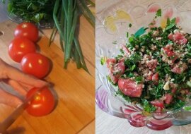 Sałatka gruzińska. Pyszna sałatka pomidorową z orzechowym dressingiem
