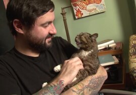 Mężczyzna zaadoptował kotka z wadą i stał się znany